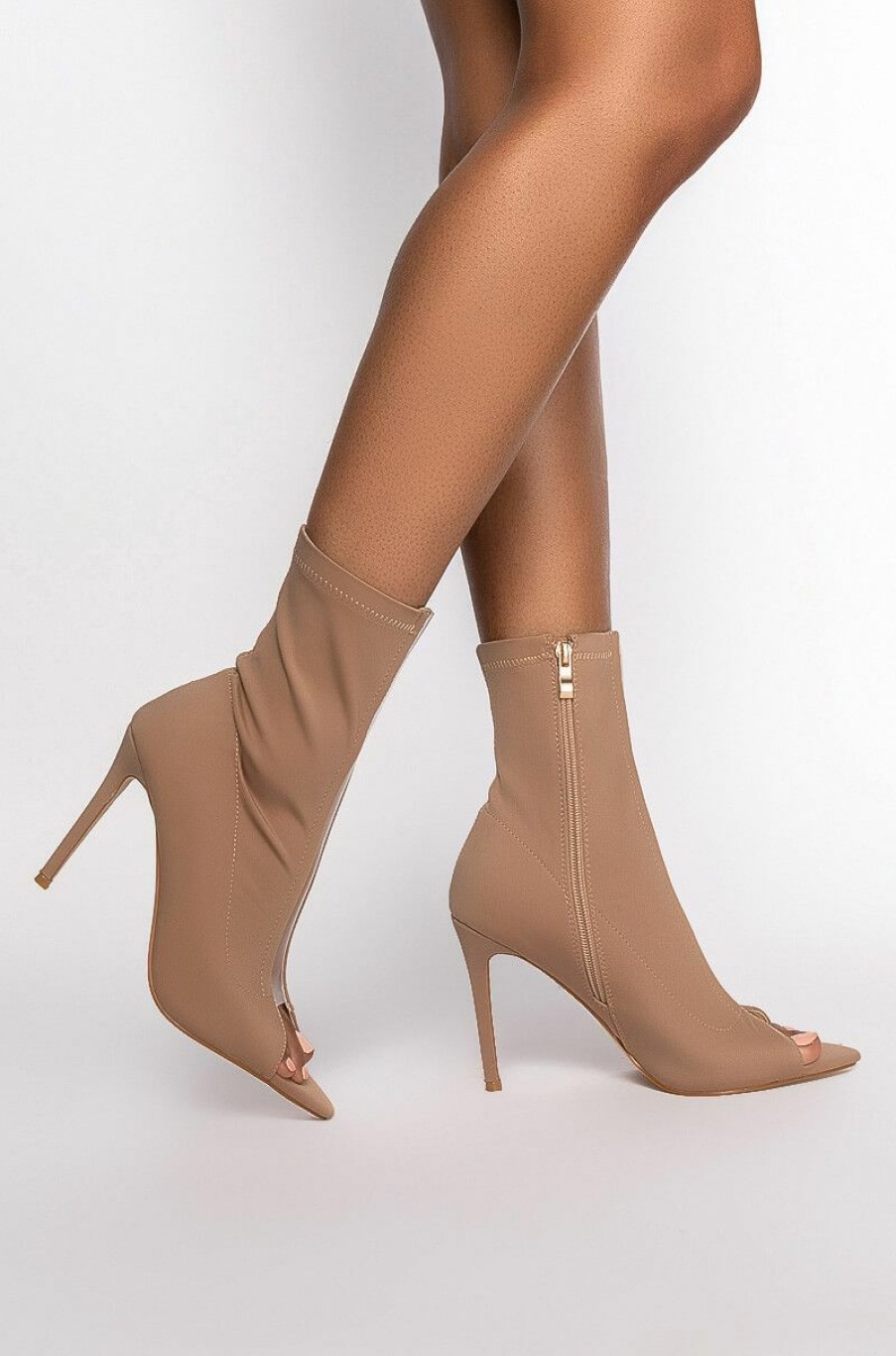 Shoes * | Azalea Wang Work For It Stiletto Bootie In Brown Beige