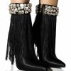 Shoes * | Azalea Wang Averi Embellished Fringe Bootie In Black