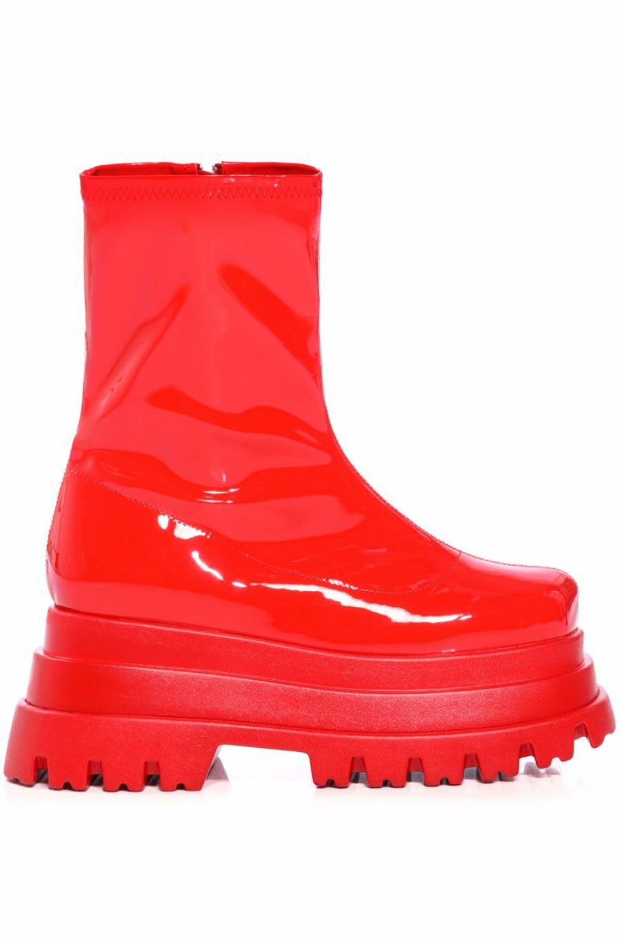 Shoes * | Azalea Wang Rush Patent Flatfrom Boot In Red