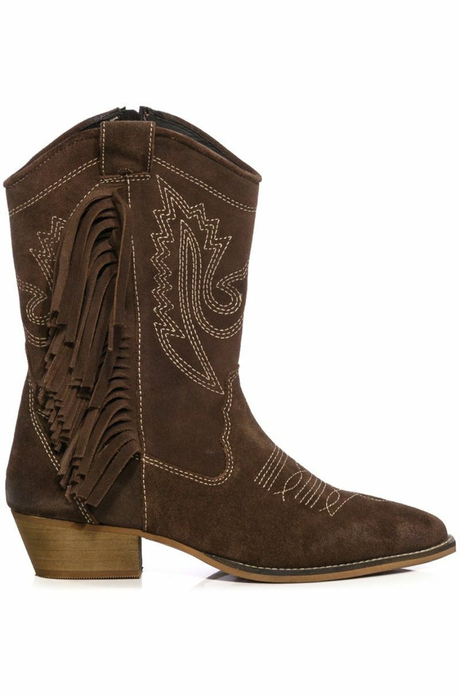 Shoes * | Azalea Wang Genuine Leather Moco Mocha Western Boot Brown