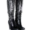 Shoes * | Azalea Wang Upbeat Rhinestone Embellished Western Boot In Black