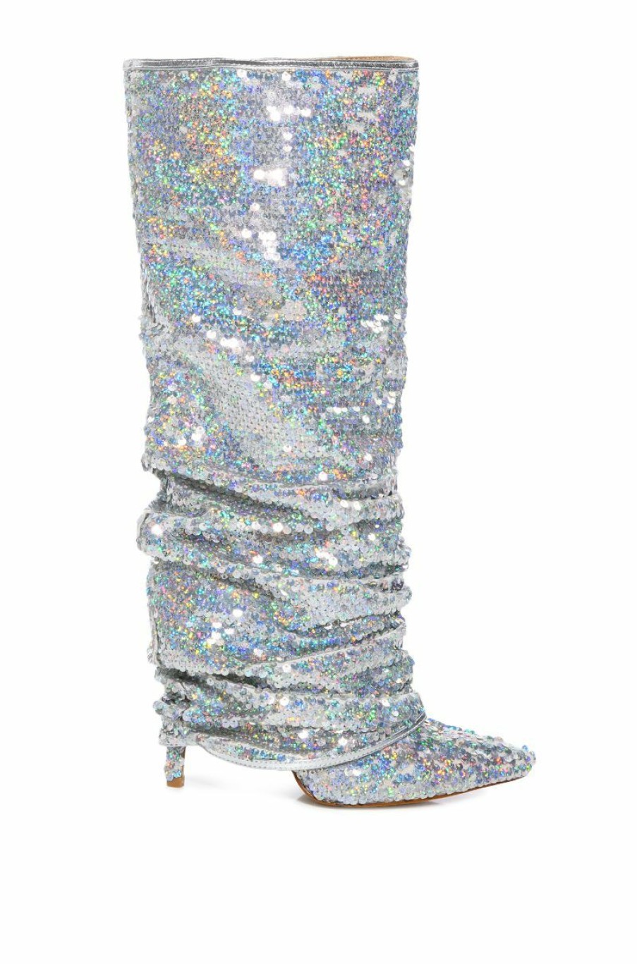 Shoes * | Azalea Wang Nebula Sequin Embellished Boot In Silver