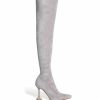 Shoes * | Azalea Wang Elevate Thigh High Stretch Suede Boot In Grey