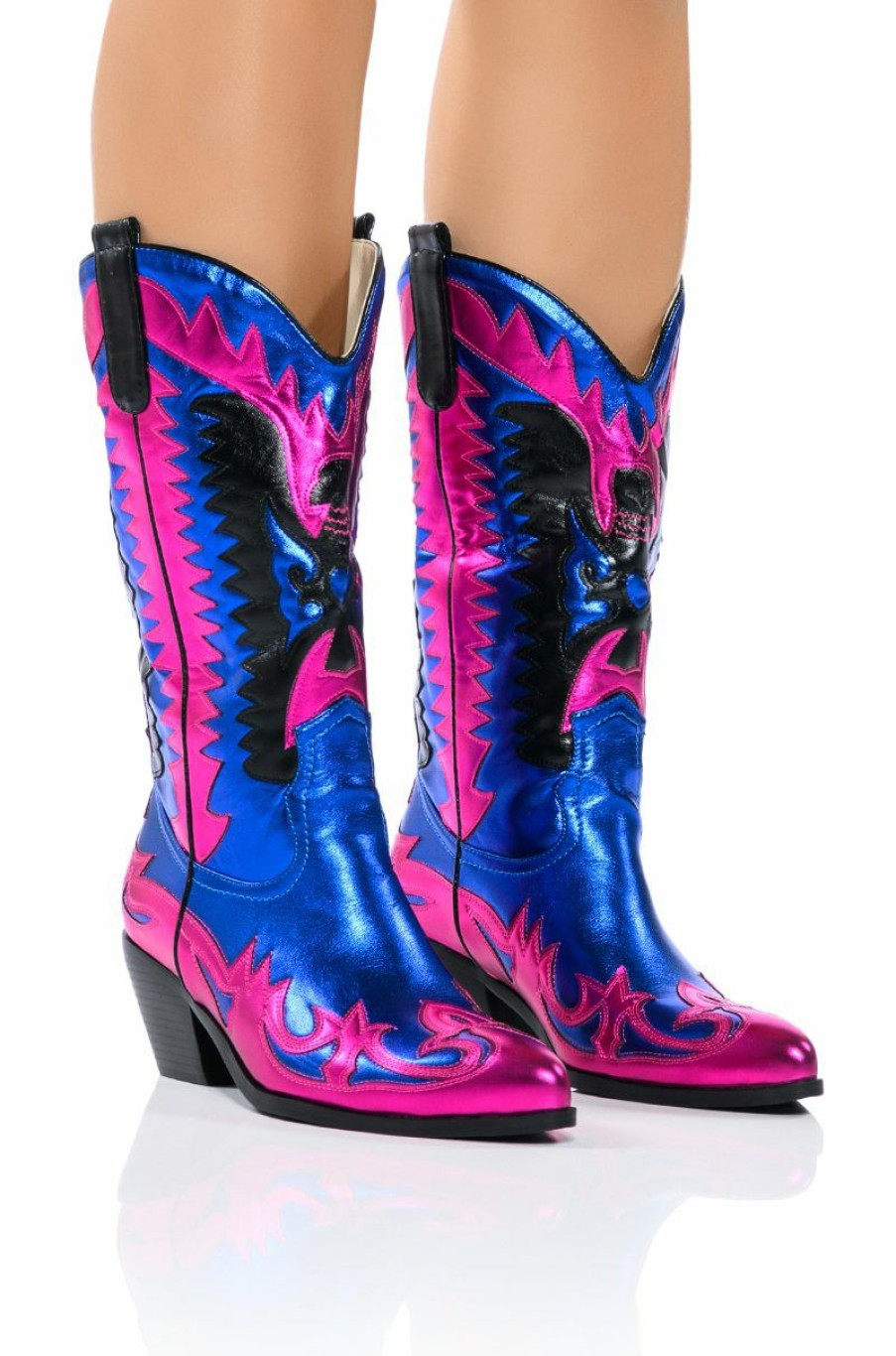 Shoes * | Azalea Wang Way Metallic Boot In Blue