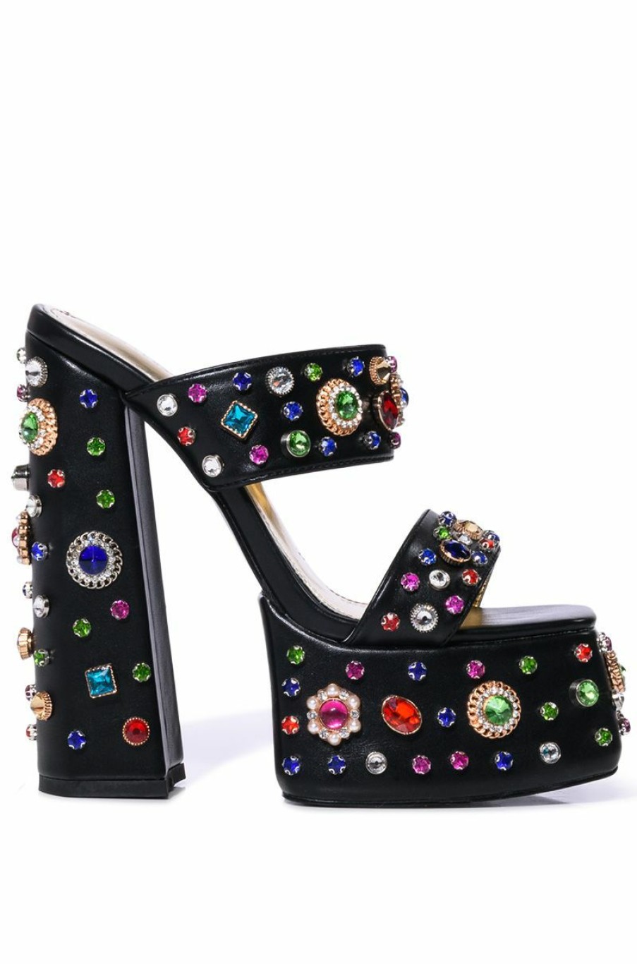 Shoes * | Azalea Wang Breeze Embellished Chunky Sandal In Black