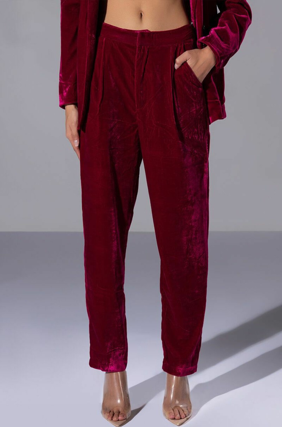 Bottoms * | Pretty In Velvet Trouser Fuchsia