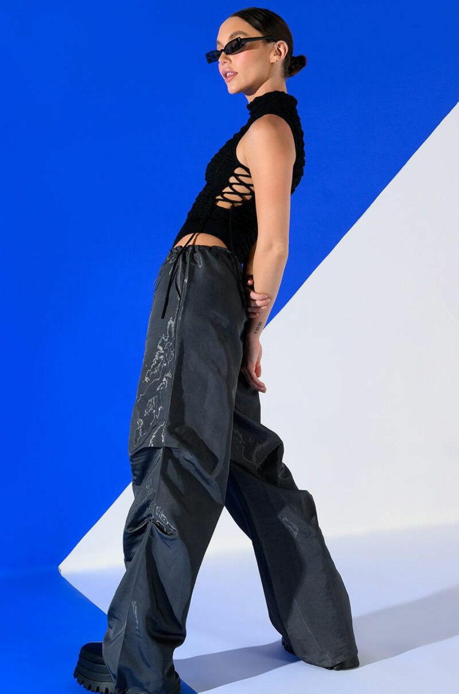 Bottoms * | Zona Oversized Parachute Pants Charcoal Grey