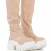 Shoes * | Azalea Wang Lyrica Pu Chunky Boot Nude