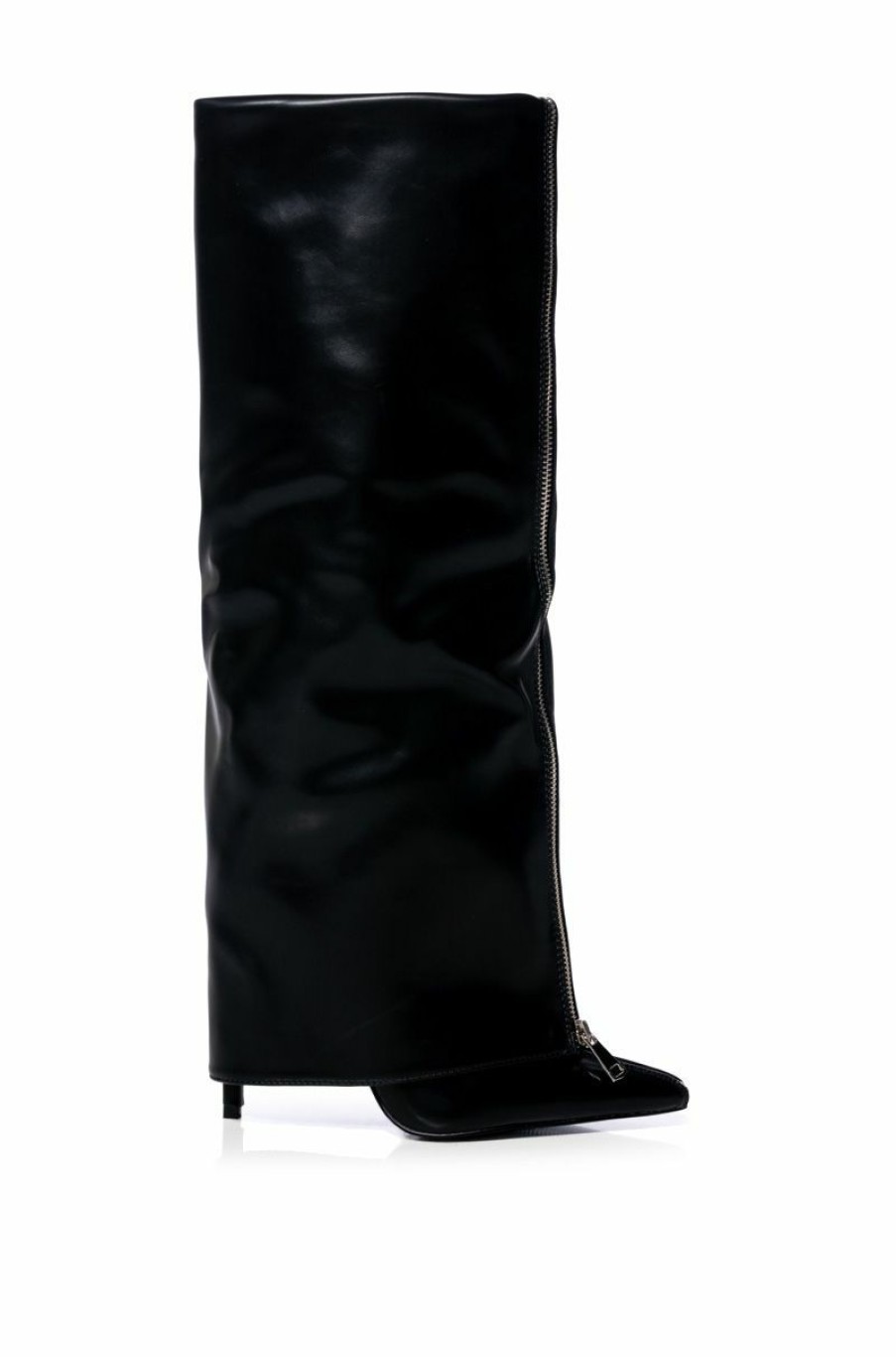 Shoes * | Azalea Wang Acadia Stiletto Knee High Wedge Boot In Black