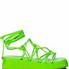 Shoes * | Azalea Wang Natacha Strappy Lace Up Flat Sandal In Green