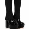 Shoes * | Leila Knit Fold Over Chunky Boot In Black