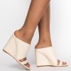 Shoes * | Azalea Wang Love Me Tender Square Toe Wedge Sandal In Bone