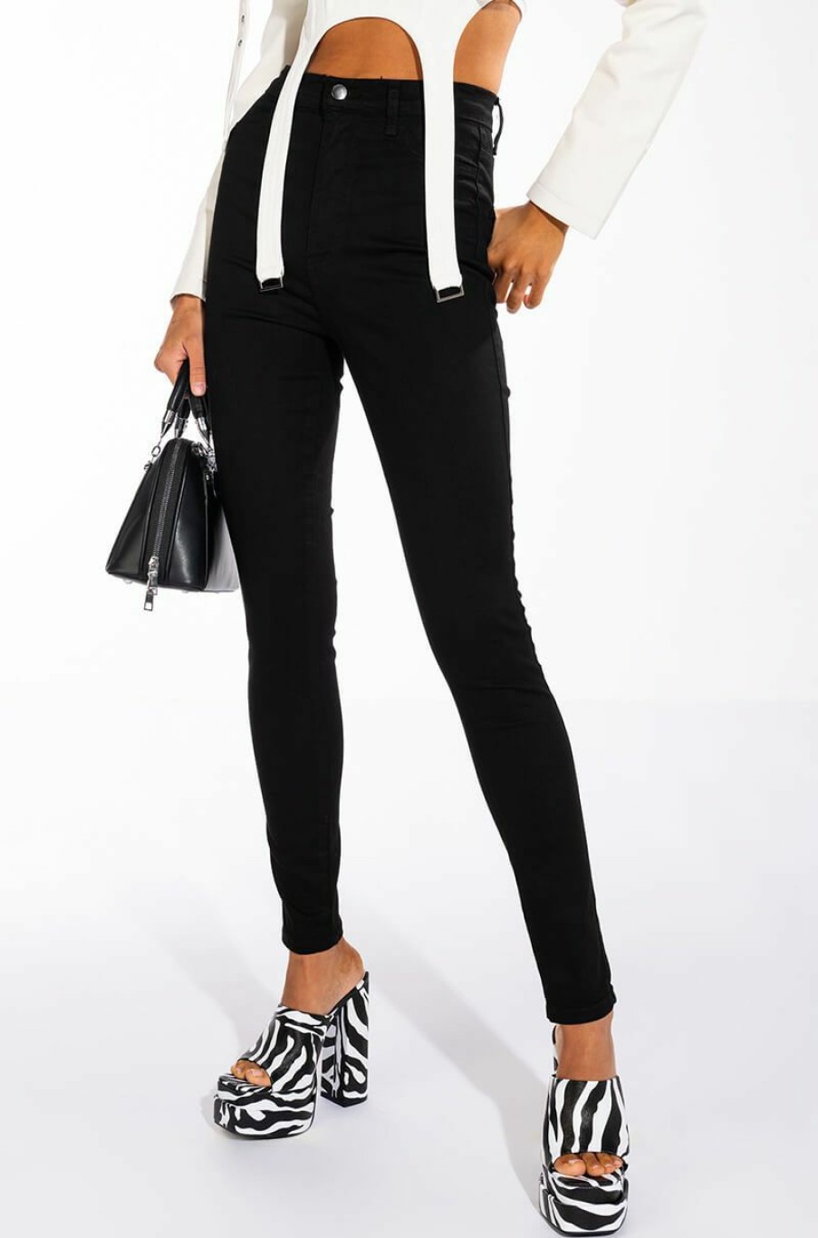 Bottoms * | Sexy Stretch High Rise Skinny Denim Jeans Black