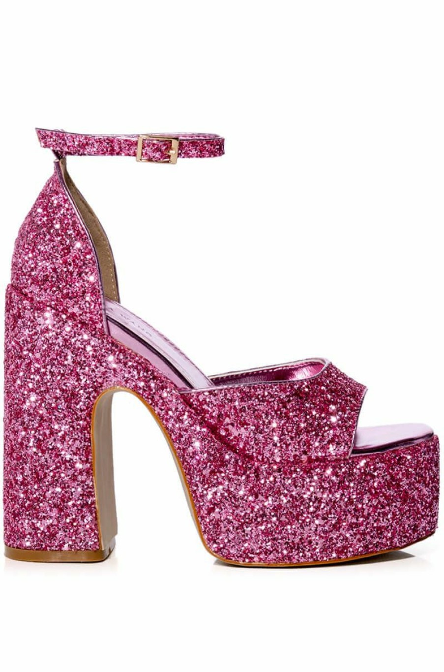 Shoes * | Azalea Wang Bali Glitter Chunky Sandal In Silver Pink