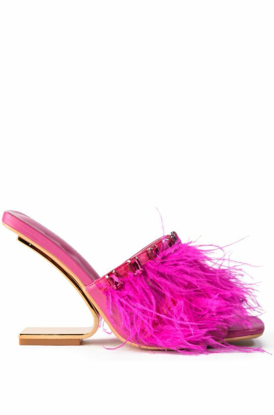 Shoes * | Azalea Wang Hartford Sandal With Feathers In Fuchsia