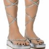 Shoes * | Azalea Wang Flatform Sandal In Metallic Silver