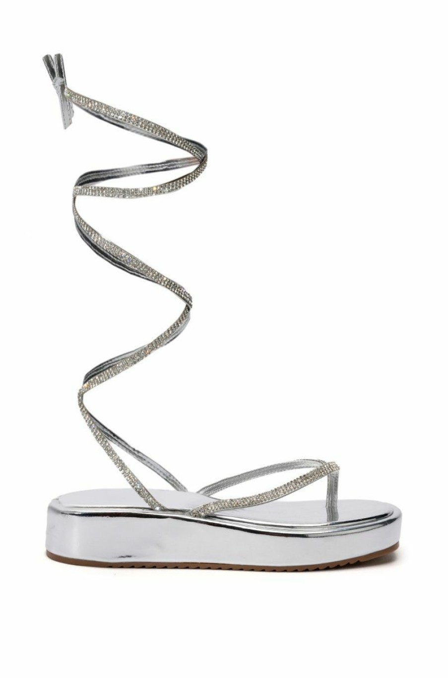 Shoes * | Azalea Wang Flatform Sandal In Metallic Silver