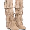 Shoes * | Dixie Fringe Wedge Boot In Khaki