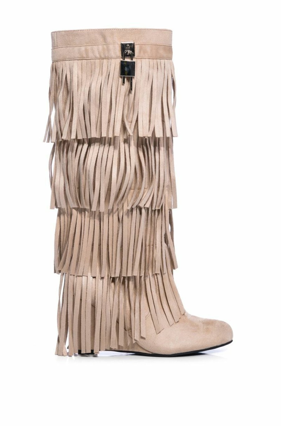 Shoes * | Dixie Fringe Wedge Boot In Khaki