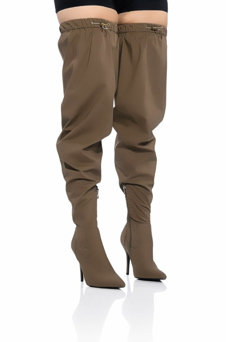 Shoes * | Azalea Wang Mantis Baggy Thigh High Boot In Khaki