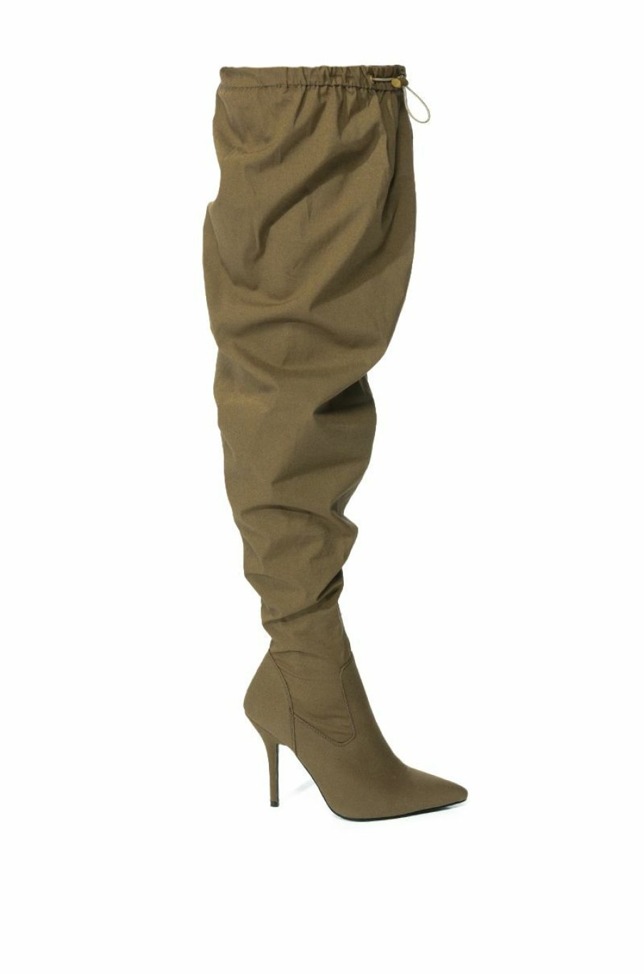 Shoes * | Azalea Wang Mantis Baggy Thigh High Boot In Khaki