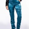 Bottoms * | Mission Impossible Satin Cargo Jogger Pants Navy