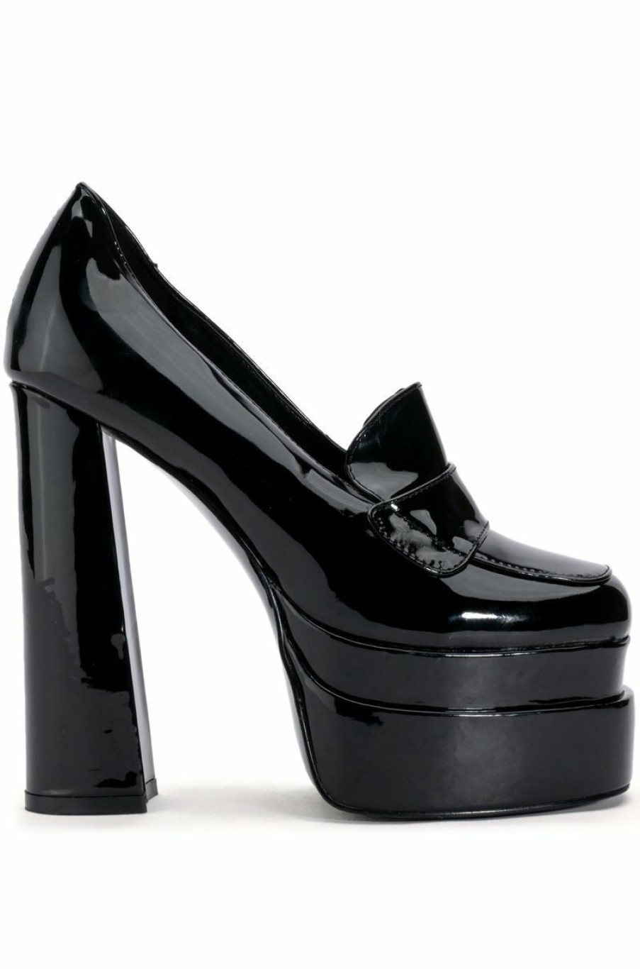 Shoes * | Azalea Wang Nicki Chunky Patent Loafer In Black