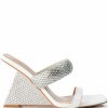 Shoes * | Azalea Wang Graham Patent Wedge Embellished Sandal In White