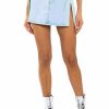 Bottoms * | Mia Double Slit Micro Mini Denim Skirt Light Blue