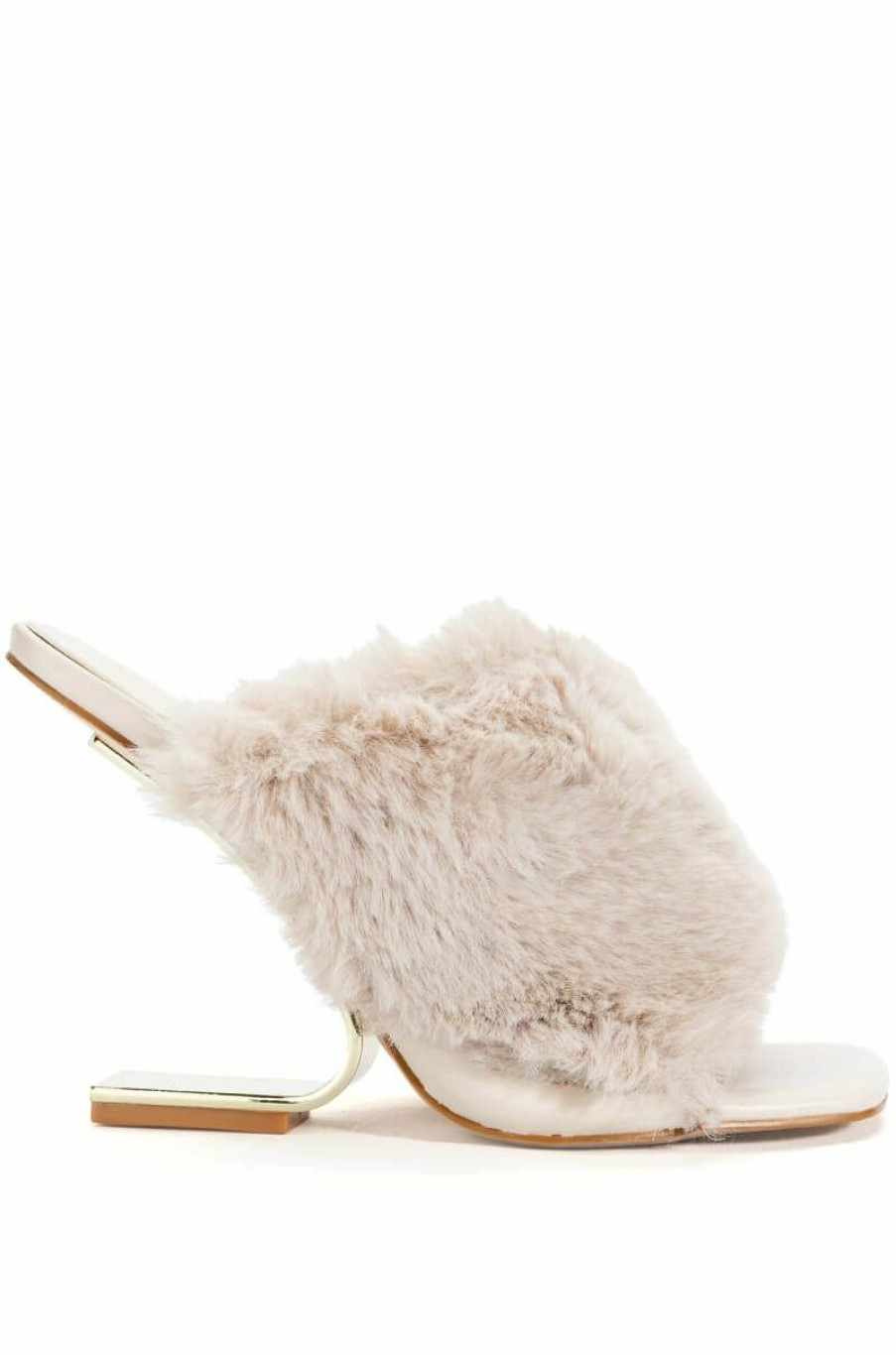 Shoes * | Azalea Wang Remi Fur Wedge Sandal In Taupe