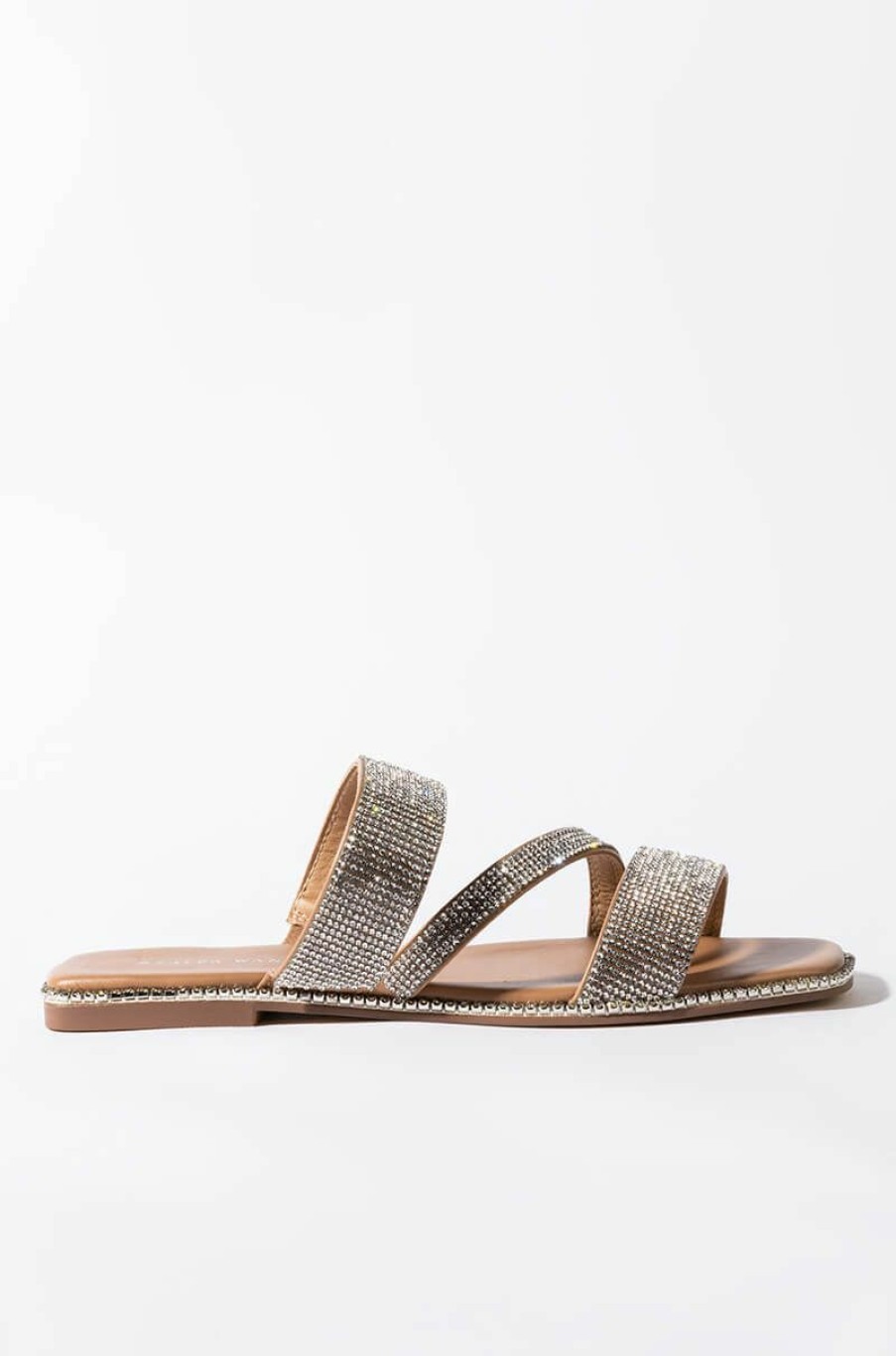 Shoes * | Azalea Wang Bling Me Out Flat Sandal In Nude