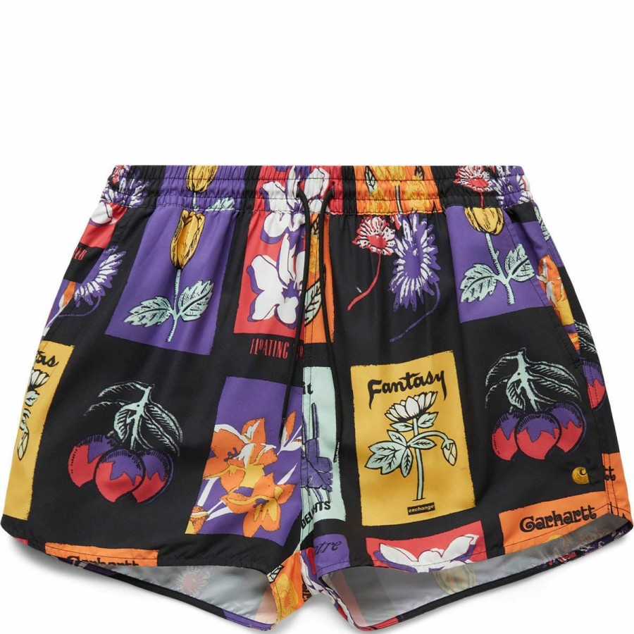 Women'S & Unisex * | Carhartt Wip Women'S Chase Swim Trunks Verdanta Print/Black/Gold