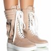 Shoes * | Azalea Wang Tony Mid Calf Sneaker In Bone