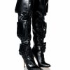 Shoes * | Level Up Over The Knee Croc Stiletto Cargo Boot In Black