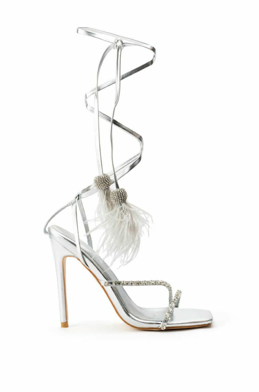 Shoes * | Azalea Wang Missy Stiletto Metallic Sandal In Silver