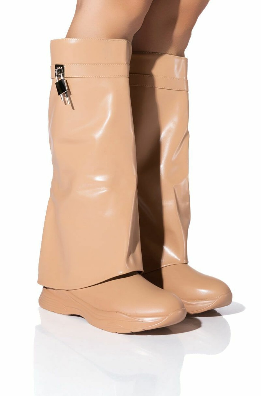 Shoes * | Triple Sec Fold Over Flat Boot In Nude