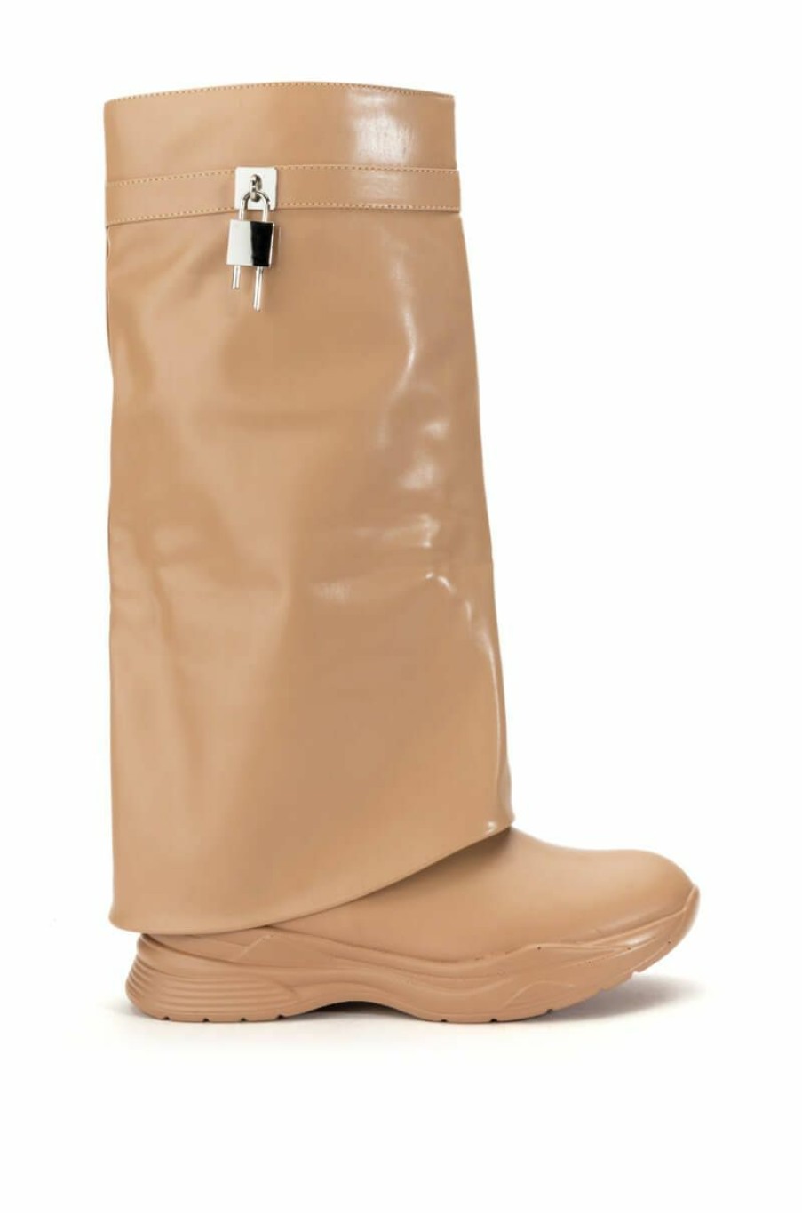 Shoes * | Triple Sec Fold Over Flat Boot In Nude