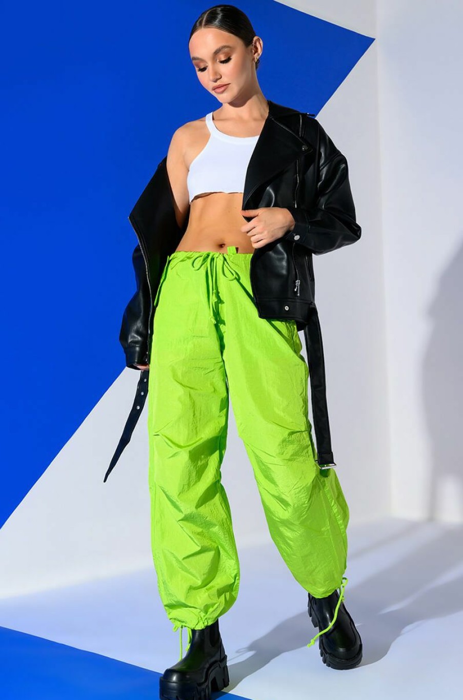 Bottoms * | Too Legit Wide Leg Cargo Pants Lime