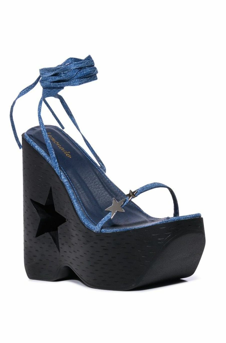 Shoes * | Star Eyed Chunky Sandal With Cut Out On Denim