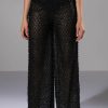 Bottoms * | Sexy Villain Sheer Wide Leg Glitter Detail Pants Black