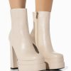 Shoes * | Azalea Wang It'S Yours Smooth Vegan Leather Chunky Bootie In Bone