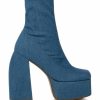 Shoes * | Azalea Wang Be Your Girl Chunky Platform Bootie In Denim