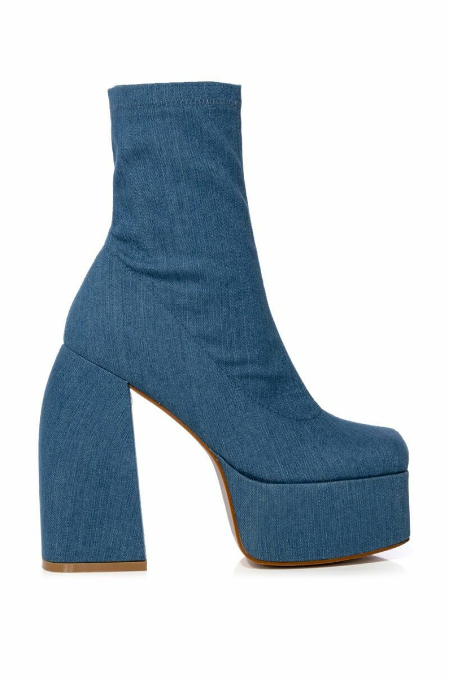 Shoes * | Azalea Wang Be Your Girl Chunky Platform Bootie In Denim