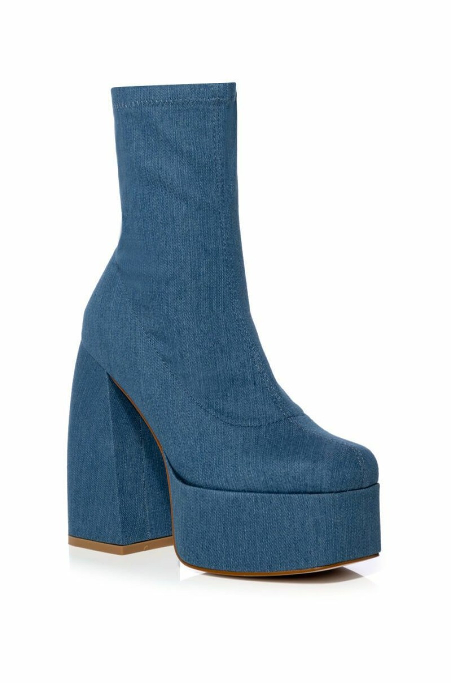 Shoes * | Azalea Wang Be Your Girl Chunky Platform Bootie In Denim