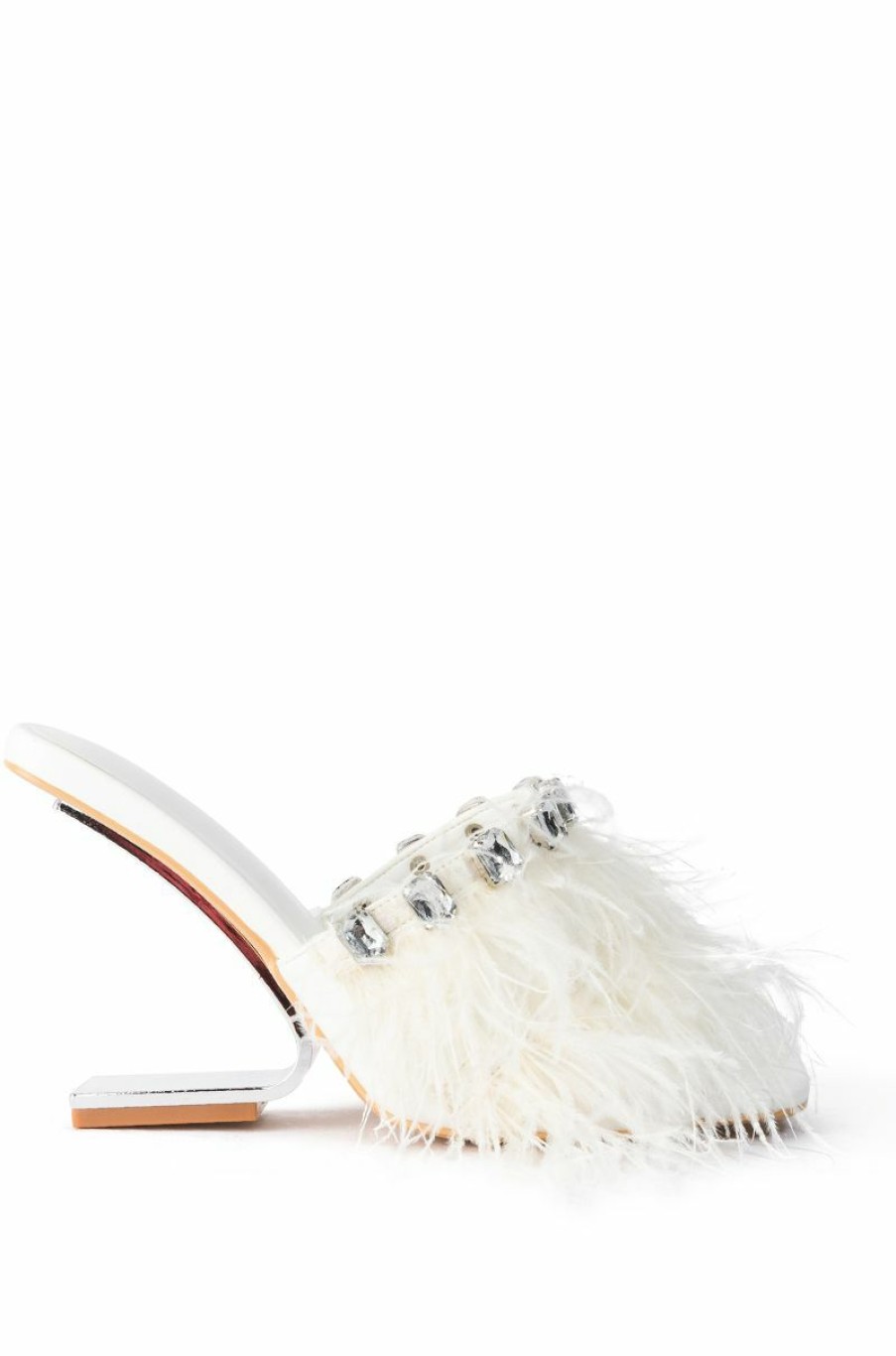 Shoes * | Azalea Wang Hartford Sandal With Feathers In White