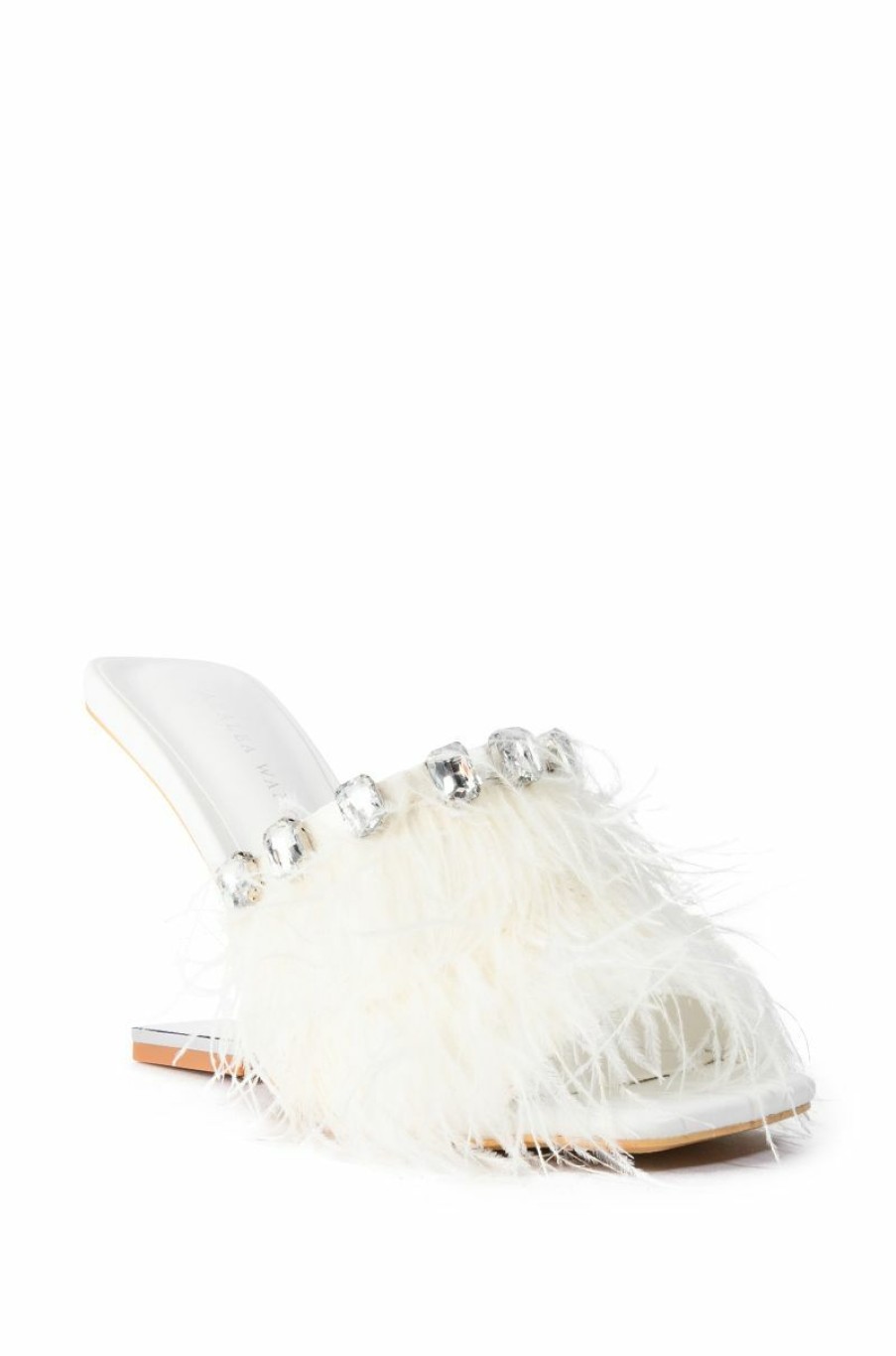 Shoes * | Azalea Wang Hartford Sandal With Feathers In White