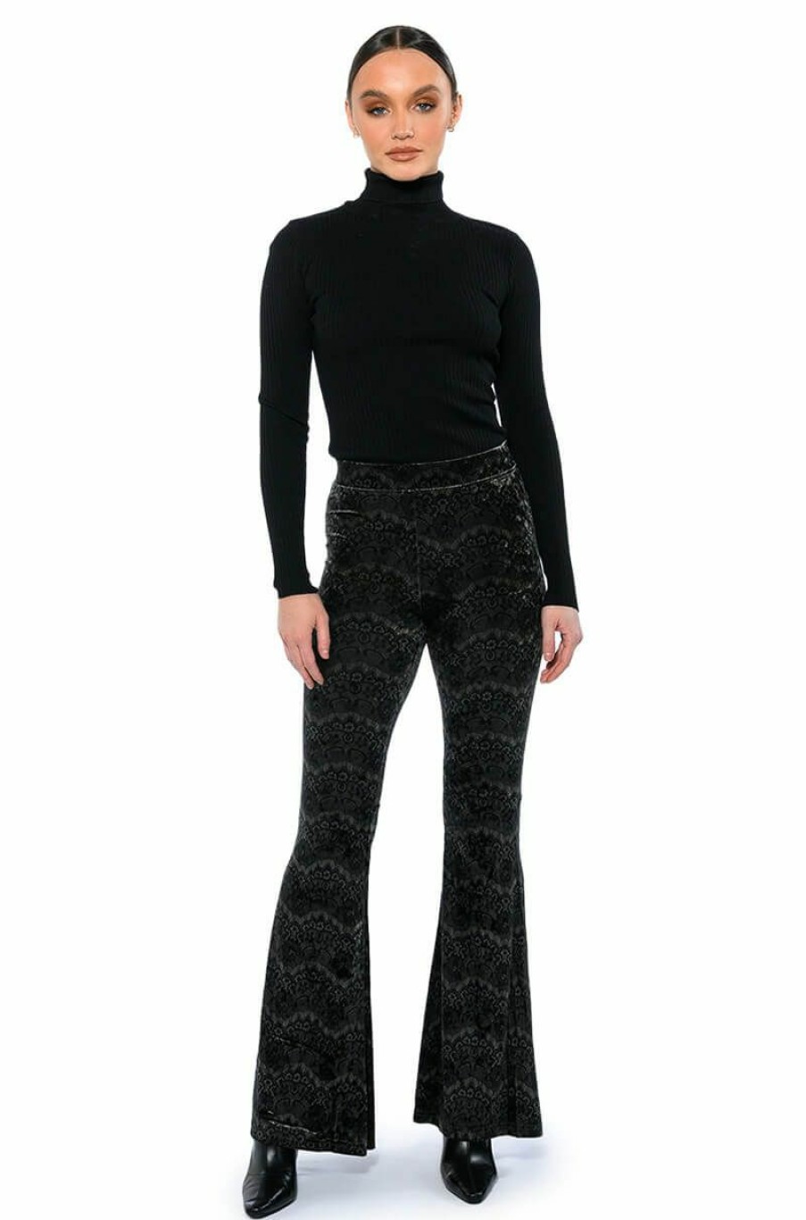 Bottoms * | Velvety Soft High Rise Flare Pant Black Olive