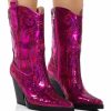 Shoes * | Azalea Wang Merril Sequin Western Bootie In Fuchsia