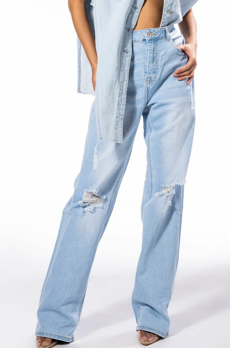 Bottoms * | Always First Straight Fit Jeans Light Blue Denim