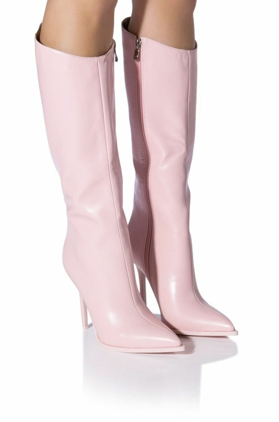 Shoes * | Azalea Wang All Angles Below The Knee Stiletto Boot Pink